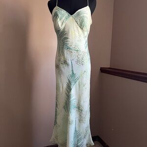 Vintage Catherine Malandrino classic 90s Green Chiffon Slip Dress